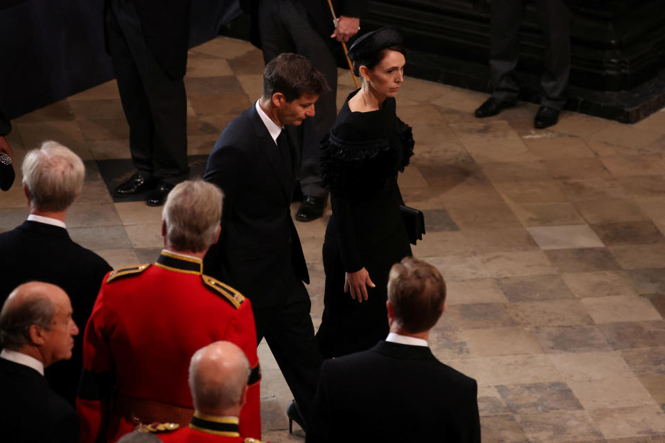 <p>New Zealand's prime minister Jacinda Ardern arrives at the state funeral of Queen Elizabeth II, held at Westminster Abbey. (PA)</p> 