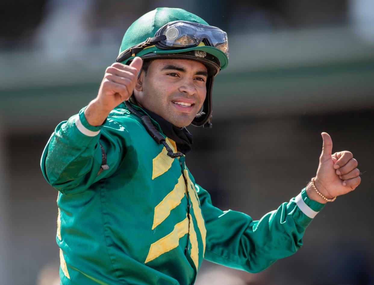 Flagstaff with jockey Luis Saez aboard wins the Grade II Churchill Downs Stakes at Churchill Downs on Kentucky Derby Day. May 1, 2021