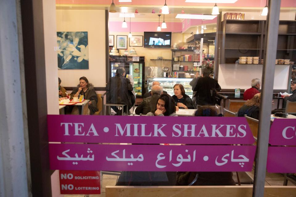 Guests fill up Pink Orchid Bakery and Cafe, an American & Middle Eastern bakery in Los Angeles, from morning until night on Jan. 5, 2020.