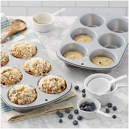 4) Wilton Recipe Right Nonstick 6 Cup Jumbo Muffin Pan, Set of 2