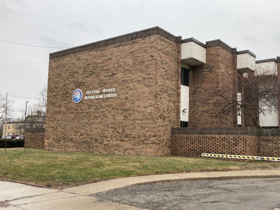 The Michigan Republican Party headquarters on Seymour Avenue in Lansing has been closed since Kristina Karamo was elected chair in February 2023. Pete Hoekstra, who has succeeded Karamo as chair, said he expects the building will partly reopen in about two weeks.