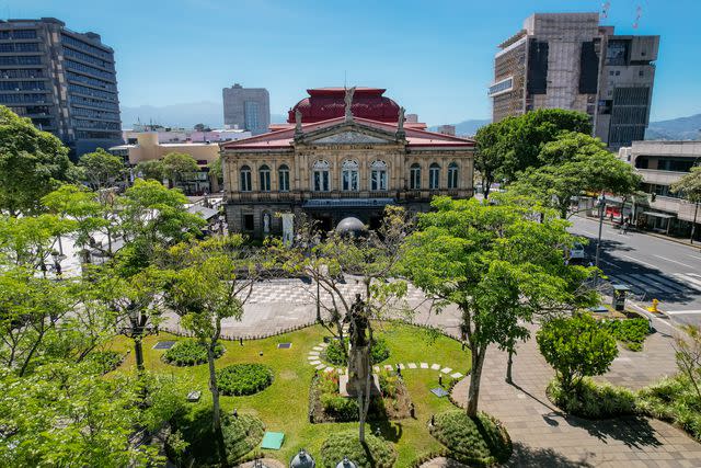 <p>Gianfranco Vivi/Getty Images</p> The National Theater of Costa Rica, in San José.