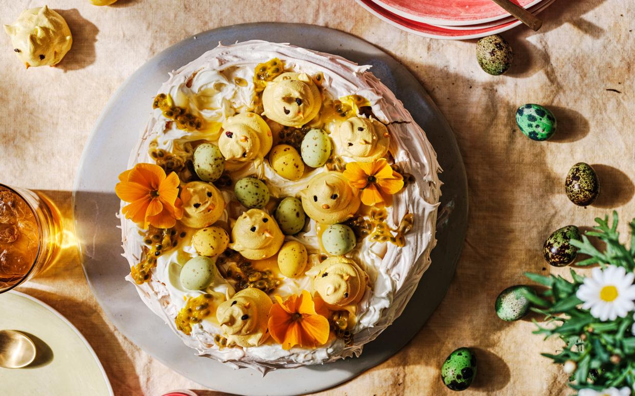 Easter pavlova recipe 2022 baking spring lemon passionfruit