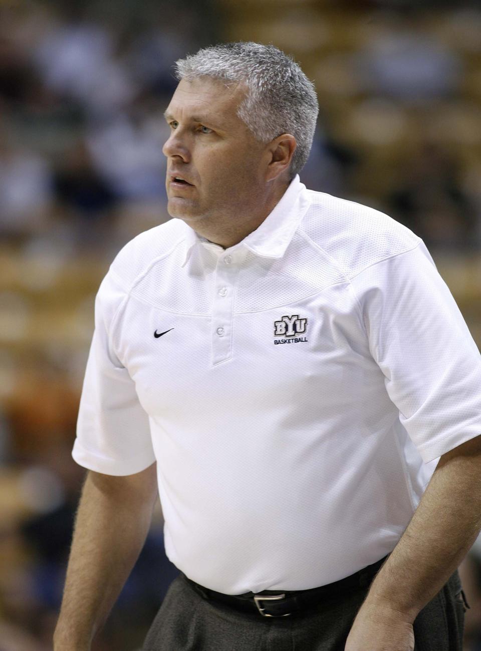 Assistant BYU men’s basketball coach John Wardenburg directs the blue team during the BYU men’s scrimmage game in the annual Cougar Tipoff at the Marriott Center. Oct. 29, 2008. Wardenburg has returned to Provo and will be an assistant with the BYU women’s team. | Stuart Johnson, Deseret News