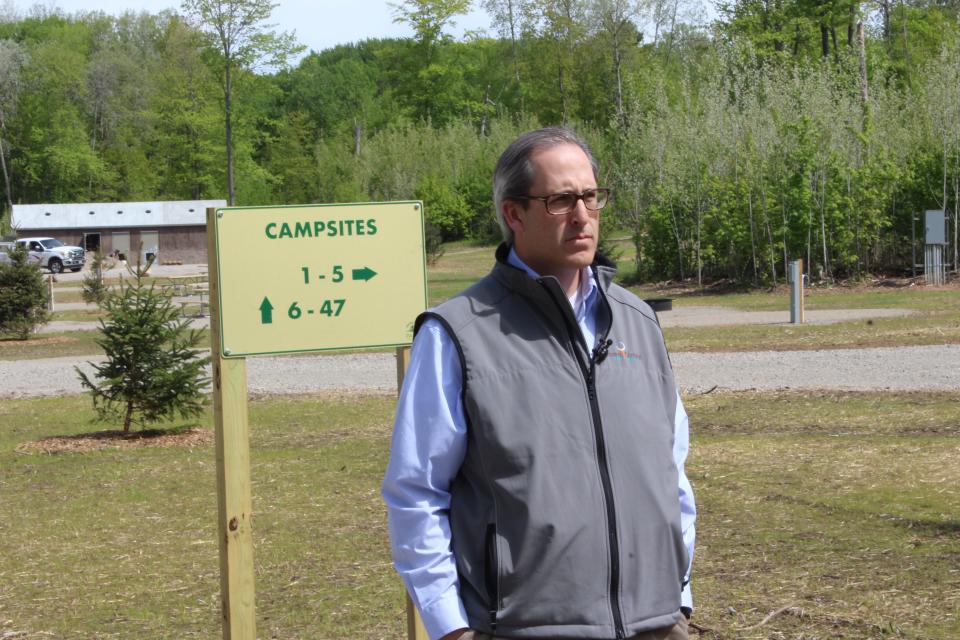 Brown County Executive Troy Streckenbach at the Reforestation Camp campground on Tuesday in Suamico. The 51-site campground will have some full RV hookups as well as small tent and group camping sites. It is scheduled to open June 3.