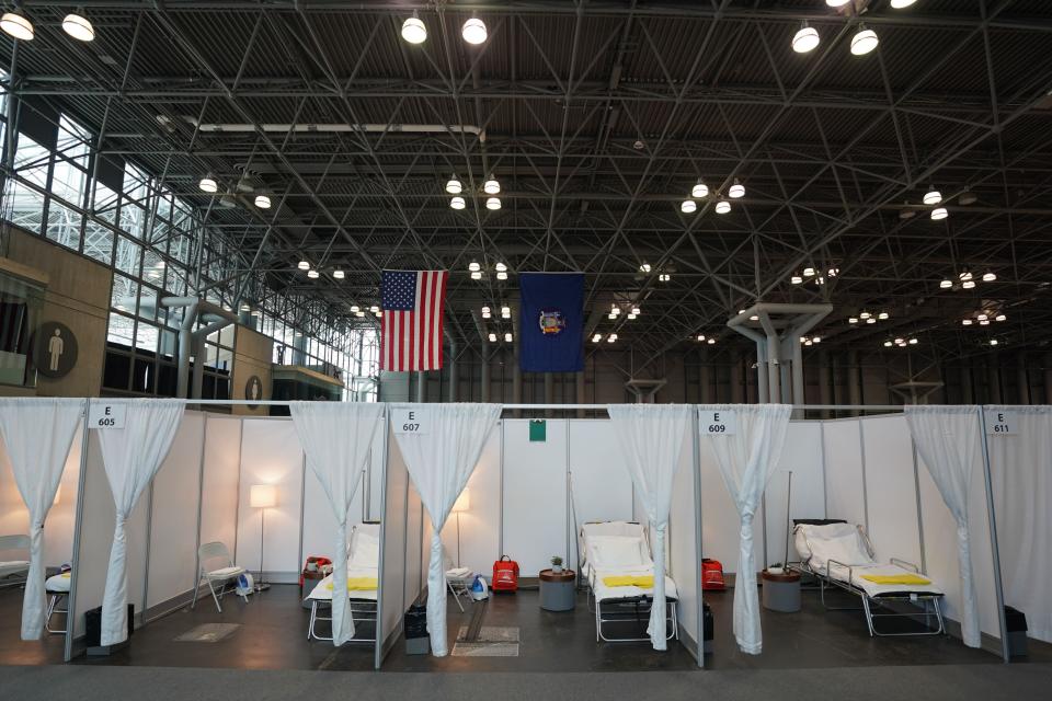 Officials in New York this week transformed the&nbsp;Jacob K. Javits Center in Manhattan into a temporary hospital as the number of COVID-19 cases overwhelmed the city's health care system.&nbsp; (Photo: BRYAN R. SMITH via Getty Images)