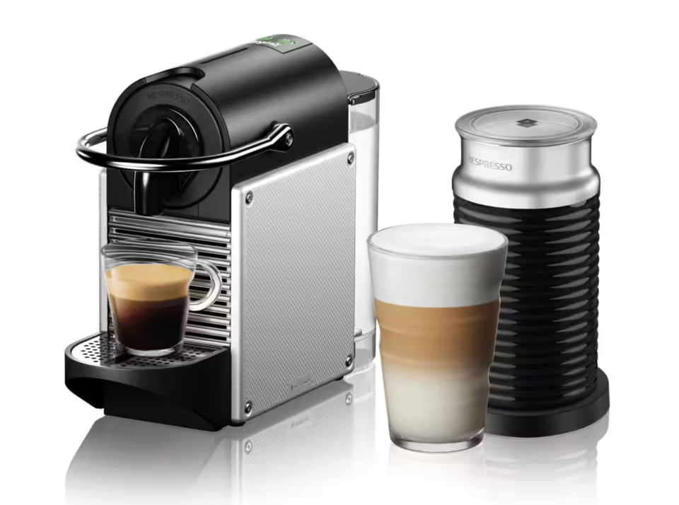 Nespresso Pixie Espresso Machine with Aeroccino Milk Frother (photo via Canadian Tire)