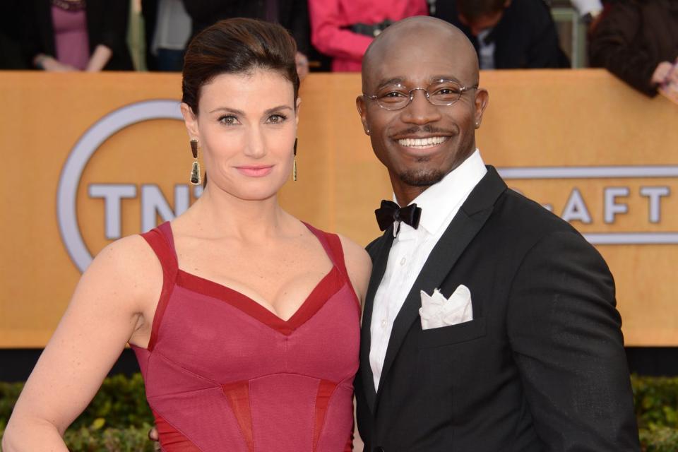 <p>Jason Merritt/WireImage</p> Idina Menzel and Taye Diggs attend the 2013 Screen Actors Guild Awards