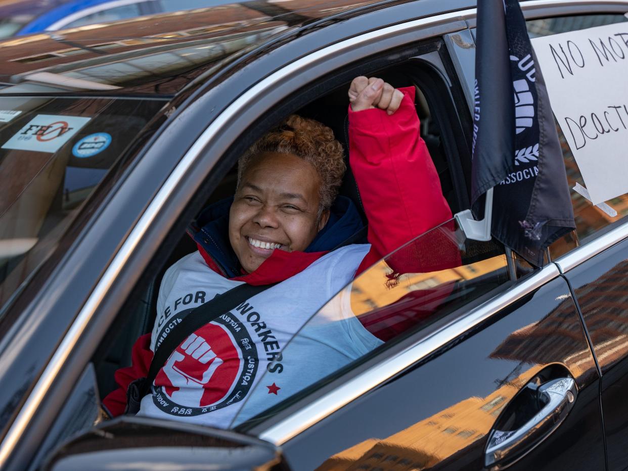 Michele Dottin inside a car