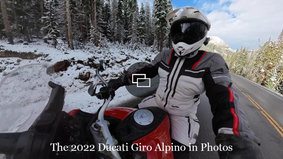 Journalist Bill Roberson riding in the 2022 Ducati Giro Alpino motorcycle rally in Colorado.