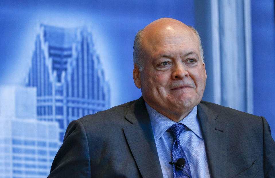 DETROIT, MI - APRIL 09: Ford CEO Jim Hackett speaks at the Detroit Economic Club at Ford Field on April 9, 2019 in Detroit, Michigan. (Photo by Bill Pugliano/Getty Images)