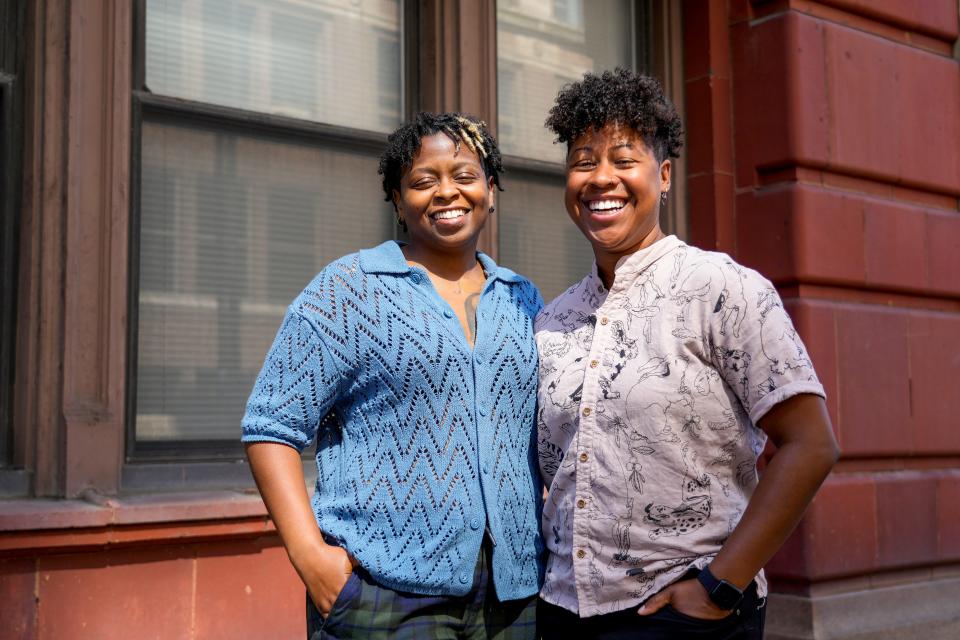 Darrah Dunn, left, and Latoya Watson are co-founders of The Black Pearl Experience, which brings members of Greater Cincinnati's Black and Brown LGBTQ+ community to pop-up events in and around Downtown.