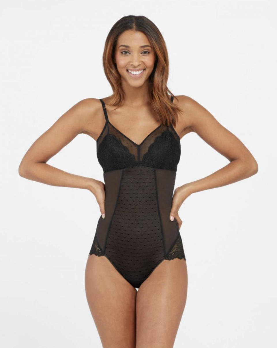 Spotlight on Lace Panty Bodysuit in Black (Photo via Spanx)