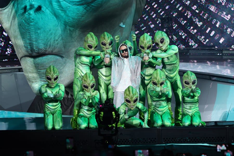 INDIO, CALIFORNIA – APRIL 14: (FOR EDITORIAL USE ONLY) J Balvin performs at the Coachella Stage during the 2024 Coachella Valley Music and Arts Festival at Empire Polo Club on April 14, 2024 in Indio, California. (Photo by Arturo Holmes/Getty Images for Coachella)