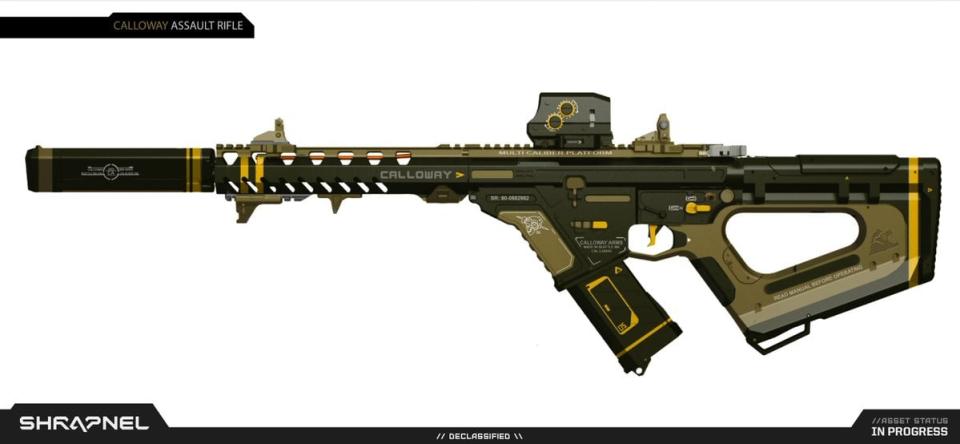 Concept art of Shrapnel's assault rifle. Image: Neon