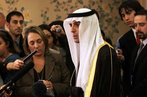 Saudi ambassador to the US Adel al-Jubeir speaks to the press in 2007. The United States urged the world to take action against Iran on Wednesday as European and Gulf nations condemned Tehran over an alleged plot to assassinate the Saudi ambassador in Washington