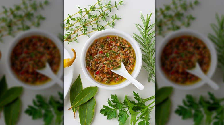 tomatoes in chimichurri