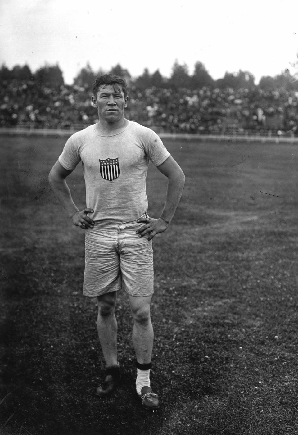 <p>All around athletic great Jim Thorpe won gold medals in pentathlon and decathlon at the 1912 Olympics. However, the versatile Thorpe, who would go on to play professional football, baseball and basketball, was controversially stripped of his Olympic titles, after it was found out he’d violated the strict rules regarding amateurism that were in place at the time. (Getty) </p>