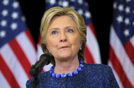 U.S. Democratic presidential nominee Hillary Clinton holds an unscheduled news conference to talk about FBI inquiries into her emails after a campaign rally in Des Moines, Iowa, U.S. October 28, 2016. REUTERS/Brian Snyder/File Photo