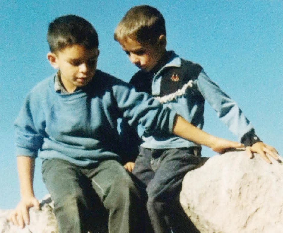 Luke Olmsted, at left, and his brother Mark in 1966. Two years older than Mark, Luke assumed an almost parental bearing as they grew up.