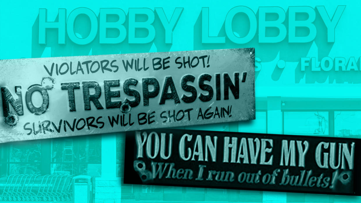 Hobby Lobby is under fire from customers who believe their firearm paraphernalia "encourages" gun violence. (Credit: Nathalie Gonzalez)