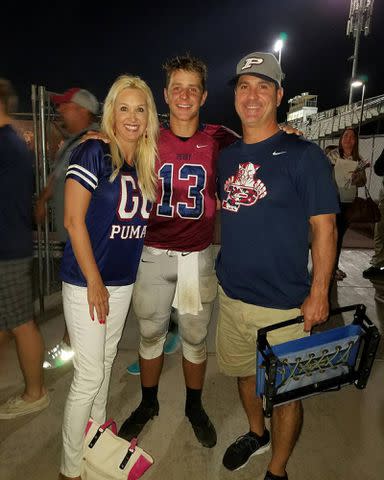 <p>Brock Purdy Instagram</p> Brock Purdy and his parents Shawn and Carrie Purdy at a high school football game in Phoenix, Arizona.