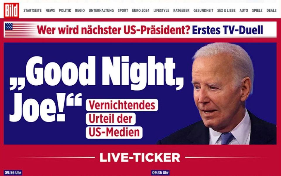 German outlet Bild leads with 'Goodnight Joe'
