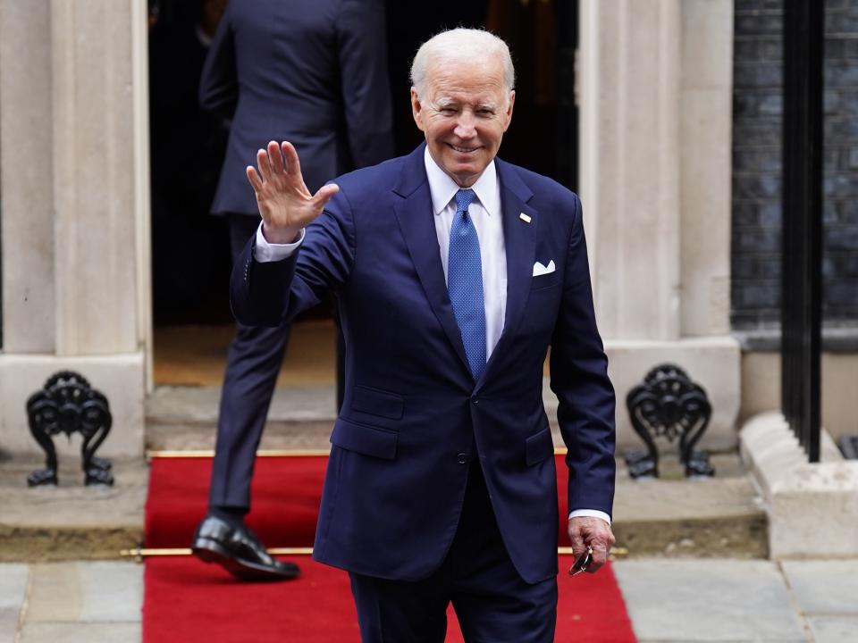 US President Joe Biden leaves 10 Downing Street (PA)