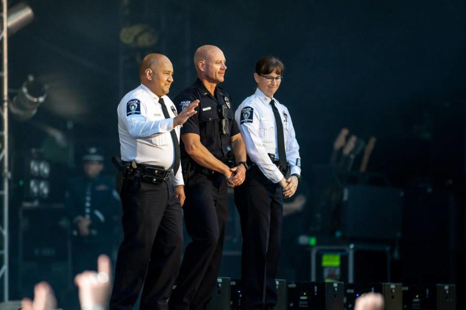 CMPD officers were recognized on the main stage at Lovin’ Life Music Fest Friday night.