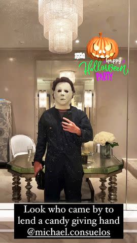 <p>Kelly Ripa/Instagram</p> Ripa and Mark's son Michael Consuelos dressed up at Michael Myers from the 'Halloween' film franchise.