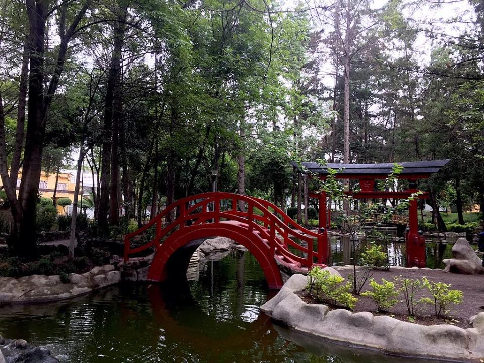 Parque Masayoshi Ohira, mejor conocido como Parque La Pagoda, en Churubusco, CDMX. 