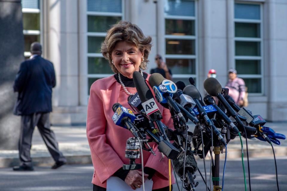 Lawyer Gloria Allred speaks to the media after the guilty verdict was delivered (AP)