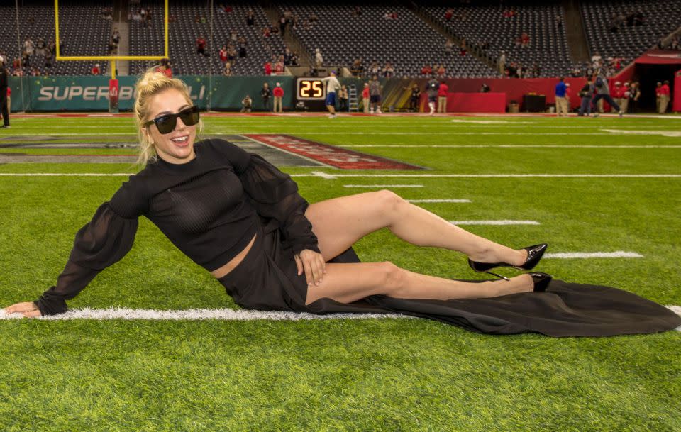 The singer was laying across the field at the NRG Stadium. Source: Getty