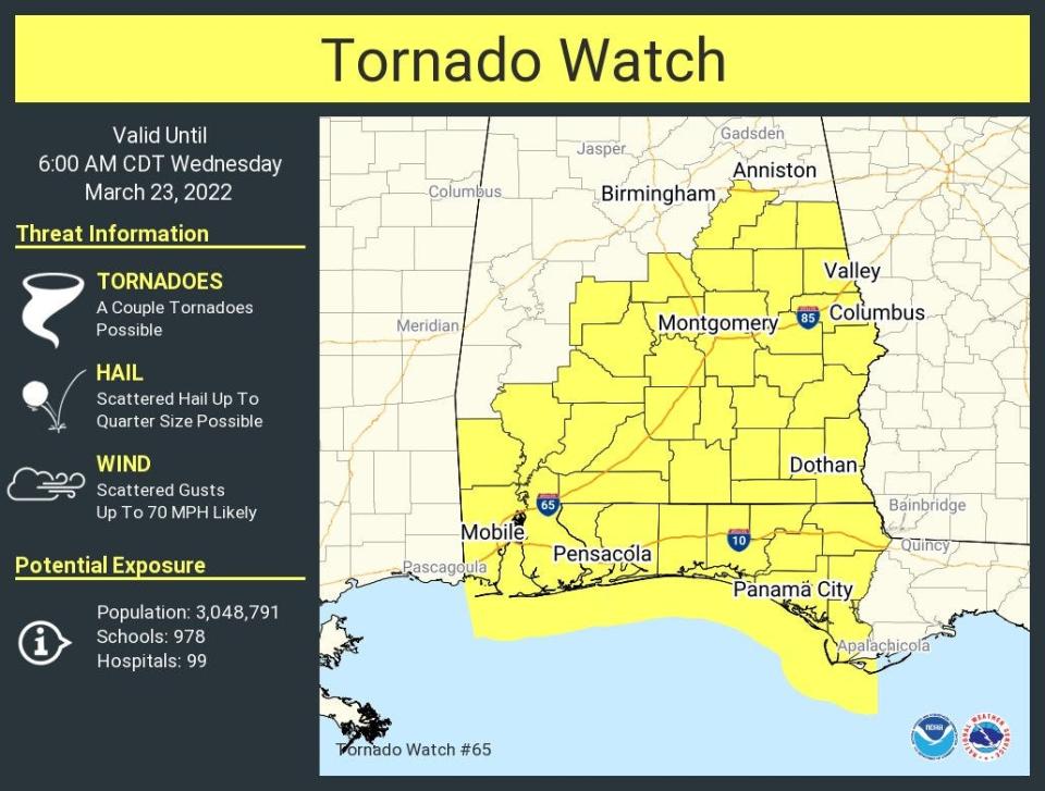 A tornado watch has been issued March 23, 2022.