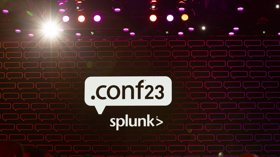  Splunk .conf23 logo on screen 