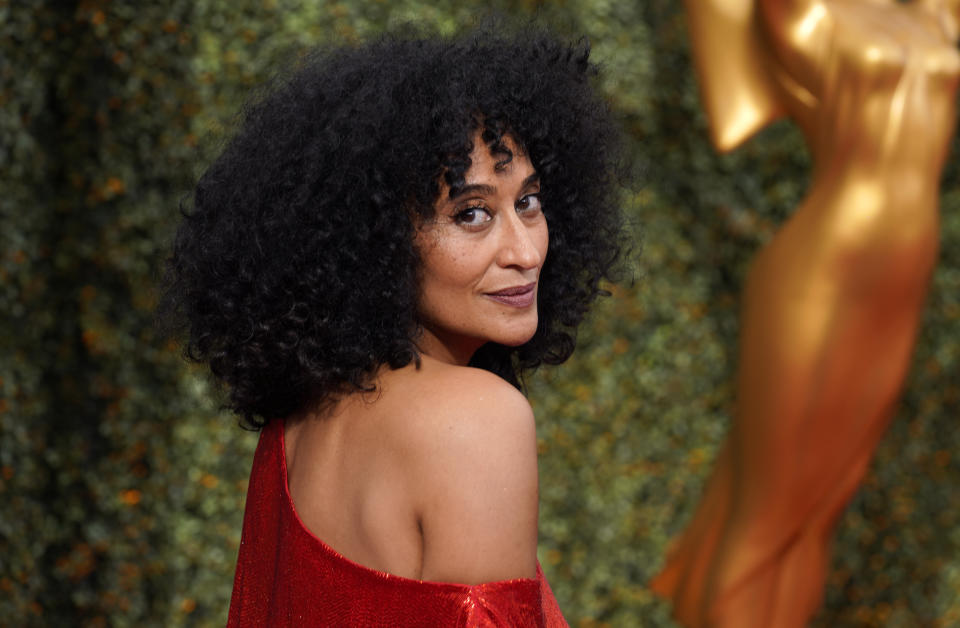 Tracee Ellis Ross arrives at the 73rd Primetime Emmy Awards on Sunday, Sept. 19, 2021, at L.A. Live in Los Angeles. (AP Photo/Chris Pizzello)