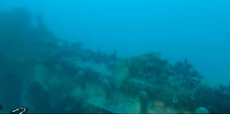 A still image captured from a video footage from the research vessel Martin Bergmann of the Arctic Research Foundation shows what they say is the wreckage of the of HMS Terror in the bottom of Terror Bay in Canada on September 3, 2016. Courtesy Arctic Research Foundation/Handout via REUTERS