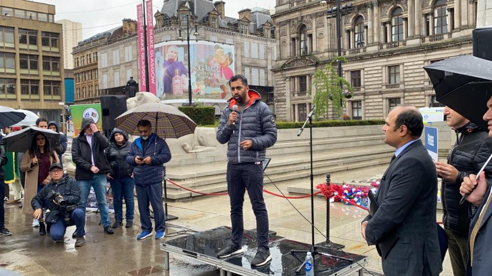 Mr Yousaf was speaking to dozens who attended a rally in George Square (Craig Paton/PA)