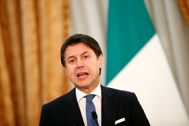 German Chancellor Angela Merkel and Italian Prime Minister Giuseppe Conte hold a news conference in Rome