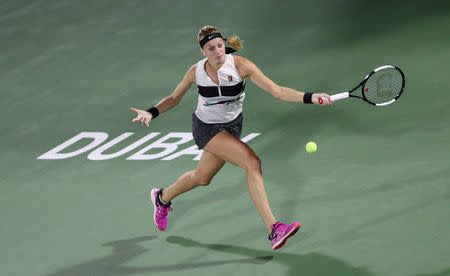 Tennis - WTA Premier 5 - Dubai Tennis Championships - Dubai Duty Free Tennis Stadium, Dubai, United Arab Emirates - February 23, 2019 Czech Republic's Petra Kvitova in action during the final against Switzerland's Belinda Bencic REUTERS/Ahmed Jadallah