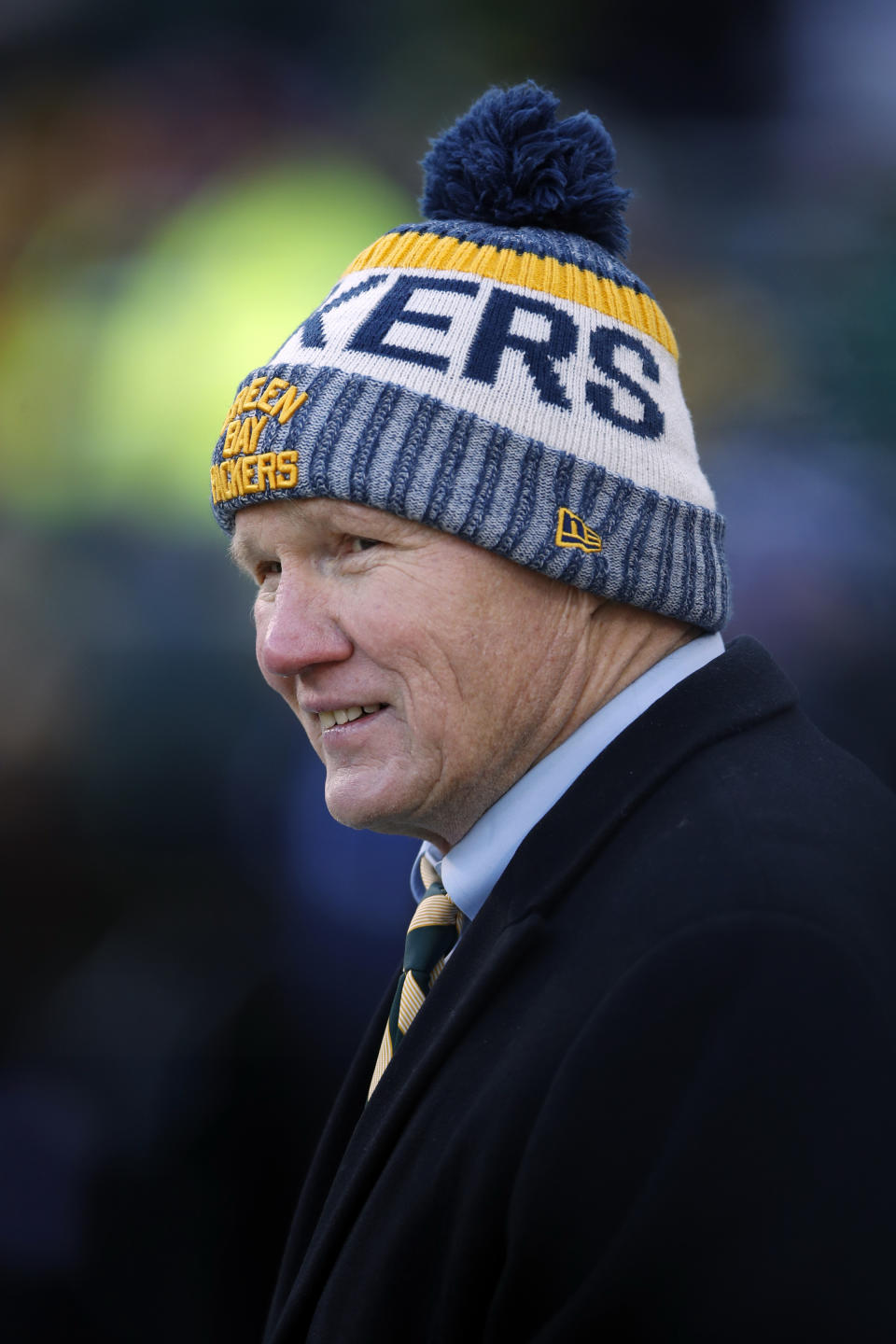 FILE - In this Dec. 15, 2019, file photo, Green Bay Packers president and CEO Mark Murphy walks the sideline before an NFL football game between the Chicago Bears and the Packers in Green Bay, Wis. Murphy remains hopeful quarterback Aaron Rodgers the three-time MVP will play for them this season, but says he does not know whether Rodgers will arrive for the start of training camp. (AP Photo/Jeff Haynes, File)