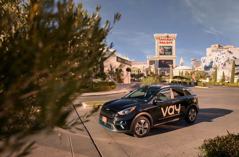 A Vay remotely-driven vehicle is pictured, in Las Vegas