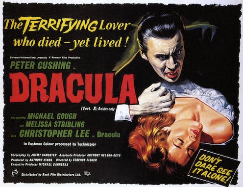   <span class="attribution"><a class="link " href="https://www.alamy.com/stock-photo-dracula-poster-for-1958-rankhammer-film-with-christopher-lee-as-dracula-16732022.html?imageid=78E69335-4767-4D73-852B-F4BDCC0DA070&p=13044&pn=1&searchId=73de9f921da8c4571ae5ae5f98ce3c23&searchtype=0" rel="nofollow noopener" target="_blank" data-ylk="slk:Pictorial Press Ltd / Alamy;elm:context_link;itc:0;sec:content-canvas">Pictorial Press Ltd / Alamy</a></span>