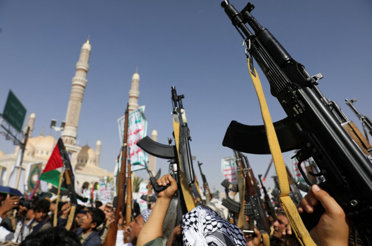 Protesters, largely Houthi supporters, rally to show solidarity with Palestinians in Gaza, amid the war between Israel and Hamas, in Sanaa, Yemen last month