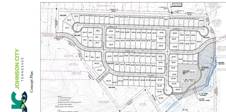 <strong><em>A concept plan for the Woodland Grove subdivision that would go on 46 acres in West Johnson City. (City of Johnson City)</em></strong>