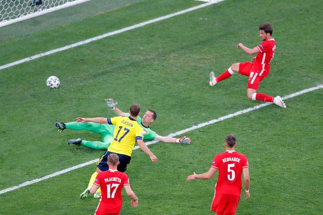 Viktor Claesson scores the winner for Sweden against Poland to ensure they topped Group E