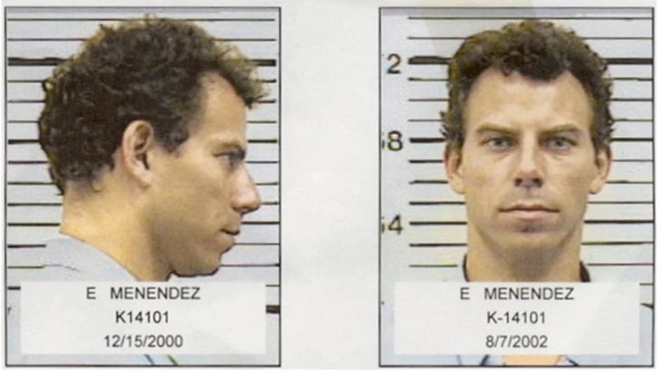 Mugshots of Erik Menendez from 2000 and 2002