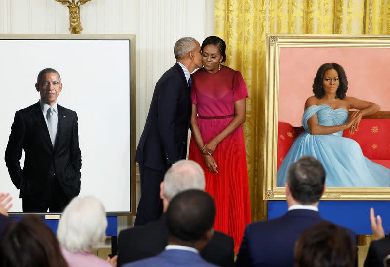 White House ceremony to unveil portraits of former U.S. President Barack Obama and former first lady Michelle Obama, in Washington