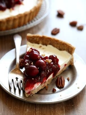 Mascarpone And Cranberry Tart With Pecan Crust