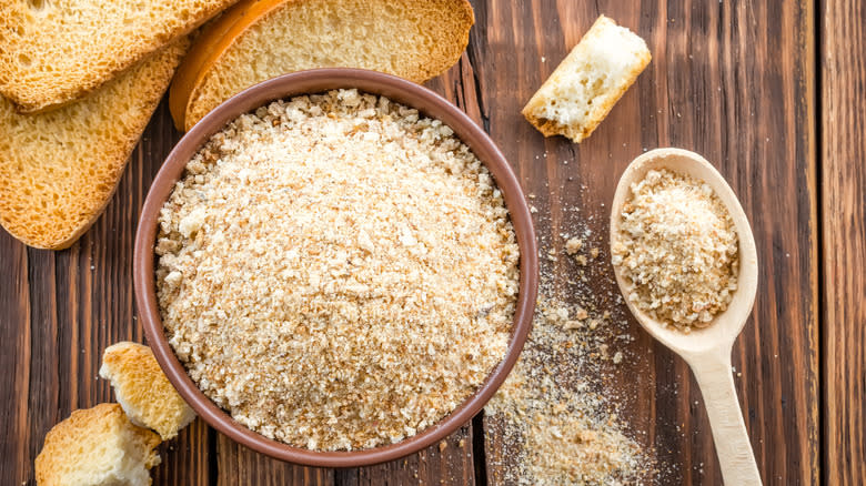 Bowl of toasted breadcrumbs